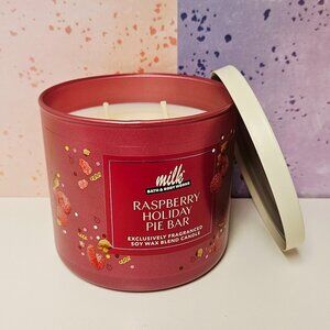 Bath and Body Works x Milk Bar Collab Raspberry Holiday Pie Bar 3-Wick Candle